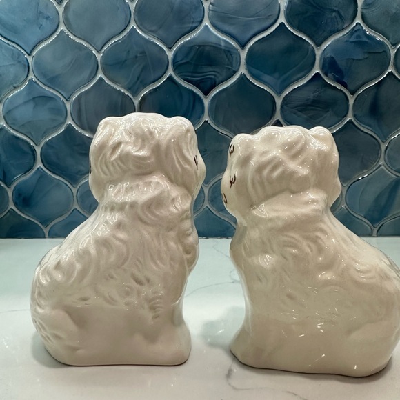 Staffordshire dogs vintage white hints of gold - Picture 4 of 5